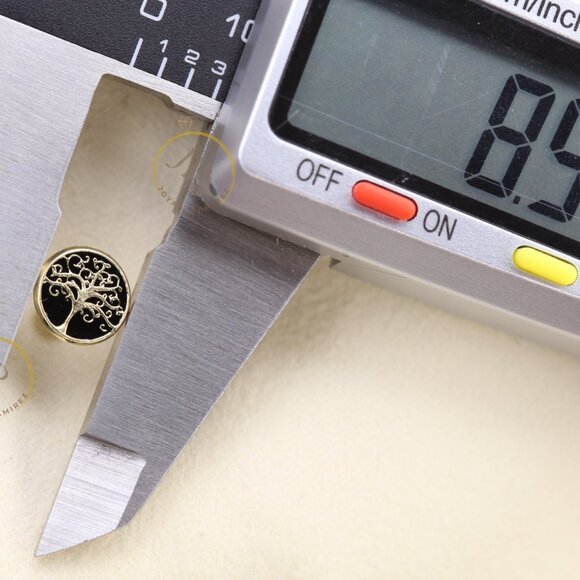 14K Yellow Gold Tree of Life Stud Earrings · Symbolic Jewelry · Screw Back. - Picture 7 of 8